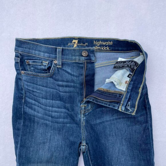 7 For All Mankind Medium Wash Highwaist Slim Kick Ankle Skinny Jeans Size 28 - Picture 3 of 8